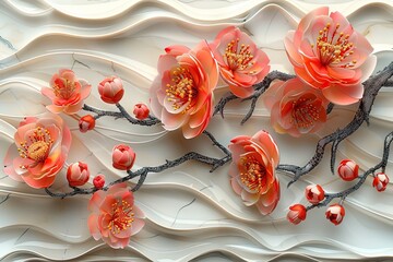 Delicate Floral Symphony: Abstract Digital Painting of Intricate Botanical Designs