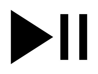 The universal black vector symbols for play (triangle) and pause (double bars) are essential components for modern media controls isolated on a white.
