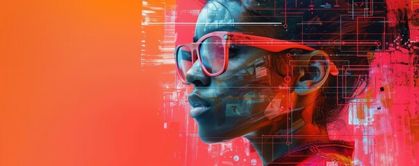 Art meets tech in a vivid digital collage for podcast cover