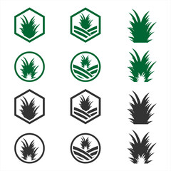 grass vector emblem design, grass logo design, vector grass image, circular and hexagonal emblem set, grass garden, green, agriculture, field
