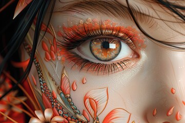 Ultra-Detailed Mermaid Siren Dragon Lady Portrait with Intricate Flowery Background