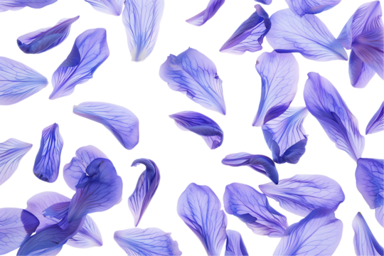 Blue floral seamless pattern with flowers petals flying for spring designs