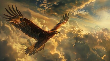 Soaring high above the clouds, the majestic eagle is a symbol of strength, freedom, and courage.