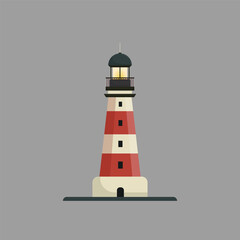 illustration of a marine lighthouse as ship lighting in cartoon style