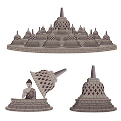Illustration of borobudur temple with stupa