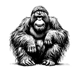 Orangutan hand drawn vector illustration