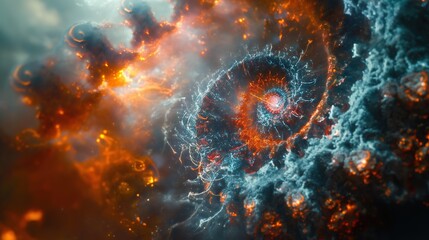 Mystical Fiery Spiral Galaxy Illustration