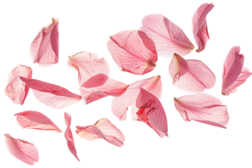 pink rose petals isolated on a transparent background