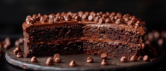 Decadent Chocolate Layer Cake with Chocolate Chips