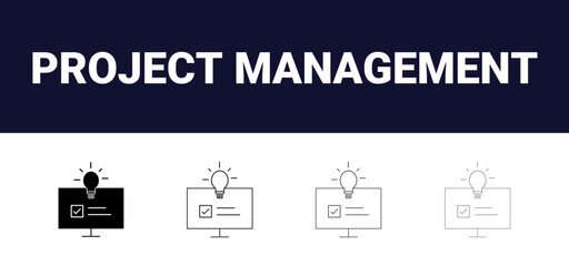 Different style project management outline icon set collection. Time management and planning concept. Editable, filled, outline, line and stroke style can be used for web, mobile, ui