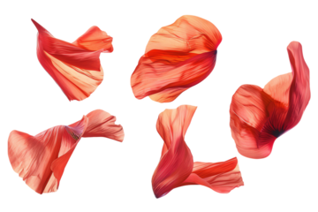 Isolated flowers petals and colorful tulips form a heart shape on crumpled white paper
