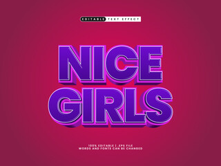 nice girls editable text effect in simple and modern text style