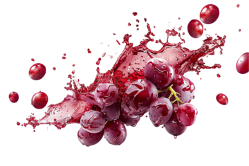 red splash grapes on a transparent background