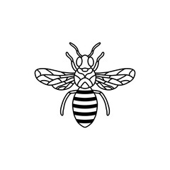 Bee outline black icon. Clipart image isolated on white background. Graphic illustration of insect silhouette vector drawing for honey products, package, design.