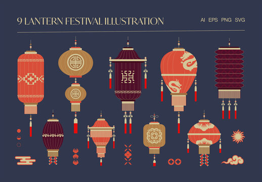 Lantern Festival Illustration Set
