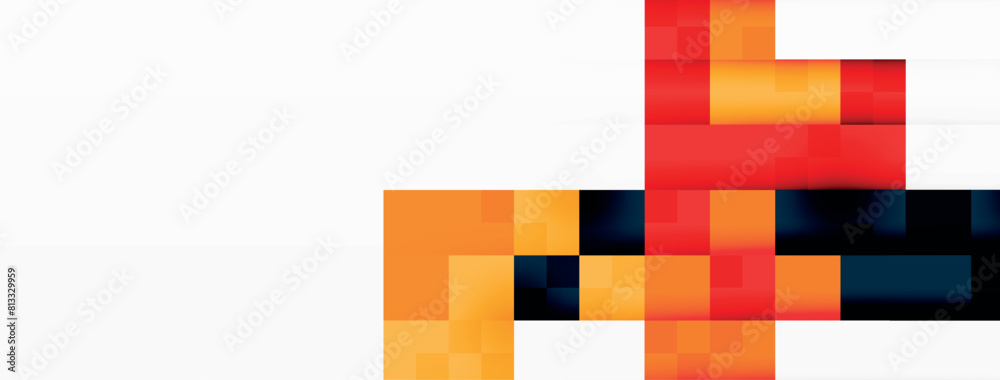 Poster a blurred image of a red , yellow and blue block on a white background . High quality