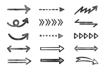 スタンプ風の手書き矢印セット　黒