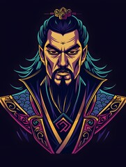 Calculating Warlord in Regal Robes A Striking Esport Inspired Portrait