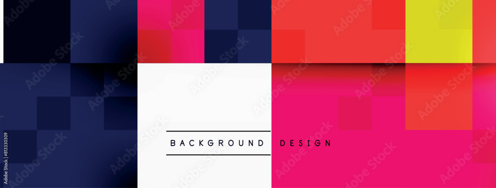 Poster a colorful array of rectangles in hues of purple, violet, pink, and magenta on a white background. t