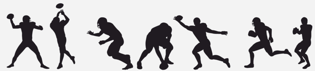 Set of American football player silhouette.  © Pro Silhouettes
