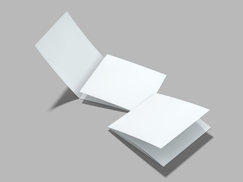 Realistic White Blank Trifold Square Brochure Mockup
