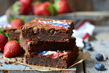 chocolate cake with berries  on memorial day