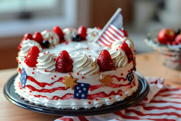 USA cake with ribbon  on memorial day