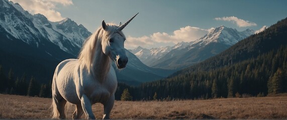 majestic unicorn standing in fairytale | horse standing on top of mountain | horse in the field