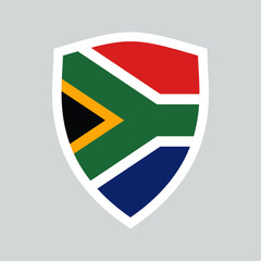 South Africa Flag in Shield Shape