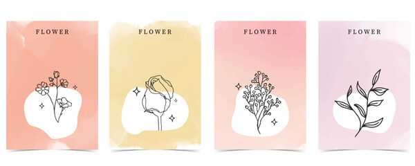 flower background with lavender,rose.illustration vector for a4 page design