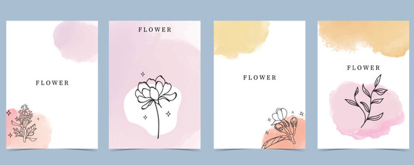 flower background with lavender,magnolia,jasmine.illustration vector for a4 page design