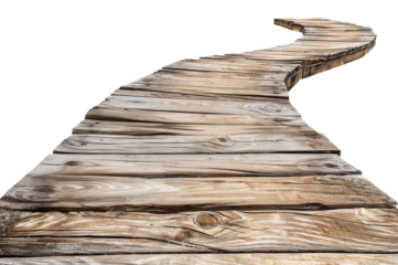 Wooden walkway isolated on transparent background
