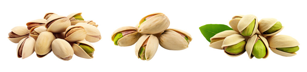 Set of pistachios isolated on transparent background