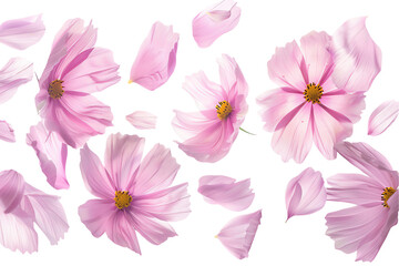 Fototapeta premium Pink and white flowers on a soft background, showcasing the beauty of nature's delicate blossoms in shades of pink and white