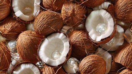 Natural organic coconuts, full of healthy goodness! - obrazy, fototapety, plakaty