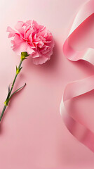 Pink carnation flower on a pink background. - obrazy, fototapety, plakaty