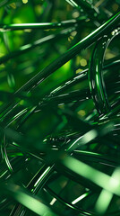 A close up of green wires. - obrazy, fototapety, plakaty
