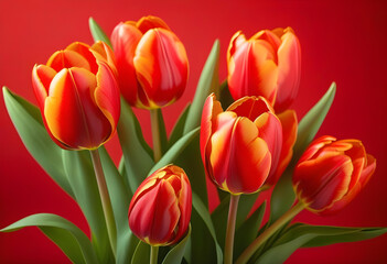 Obraz premium A red tulips against a red background