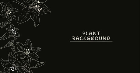 Luxury Nature black background vector. Floral pattern, Golden split-leaf Philodendron plant with monstera plant line arts, Vector illustration.	