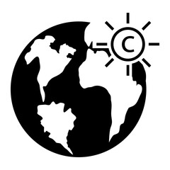 Global warming icon on glyph style. The environment icon on glyph style
