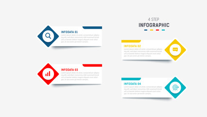 Four Step Infographic element design Vector template for presentation. process diagram and presentations step, workflow layout, banner, flow chart, info graphic vector illustration.