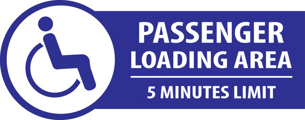Passenger loading area no parking 5 minutes limit sign vector.eps