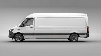 Delivery van side view isolated on a white background, Side view of a modern cargo short-base minibus