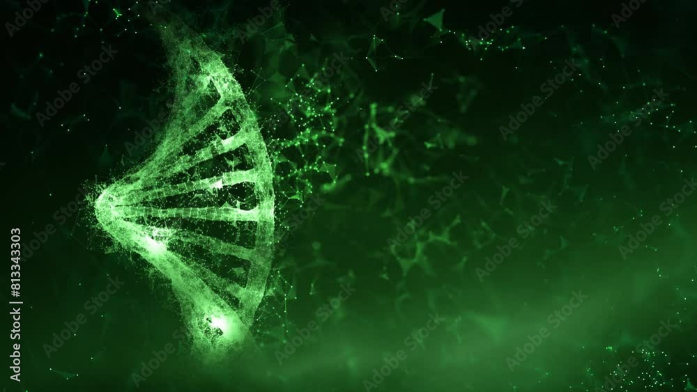 Canvas Prints artistic dna chain on dark nature green science animation background.