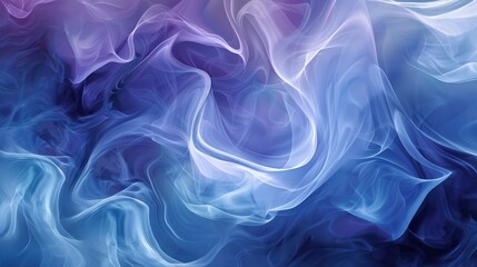 Fototapeta premium Blue and purple waves of swirling smoke create a mesmerizing backdrop, background