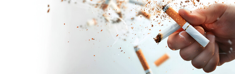 an image of a hand holding a cigarette Social issue Lung cancer on a white background
 - Powered by Adobe