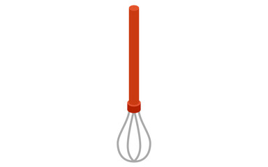 Cookware: whisk, simple isometric illustration