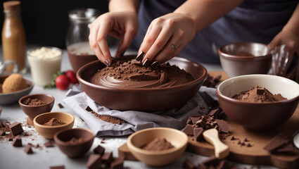 A person is making chocolate