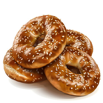 recommend clip art: Clipart illustration of sesame seed bagels on a white background. Suitable for crafting and digital design projects.[A-0001]