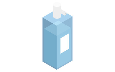 Bathing: shampoo bottle, isometric illustration